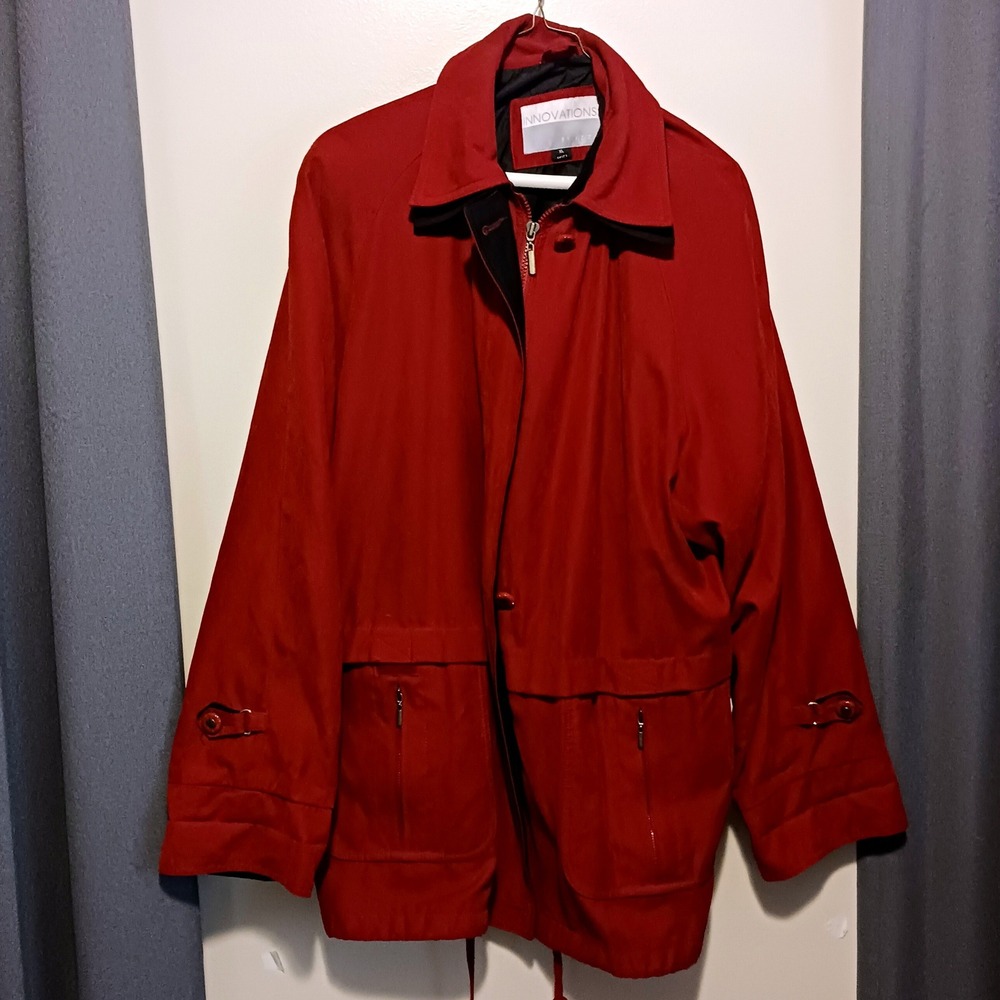 Innovations by Izzi Red Utility Jacket XL Full Zip Drawstring Waist Anorak